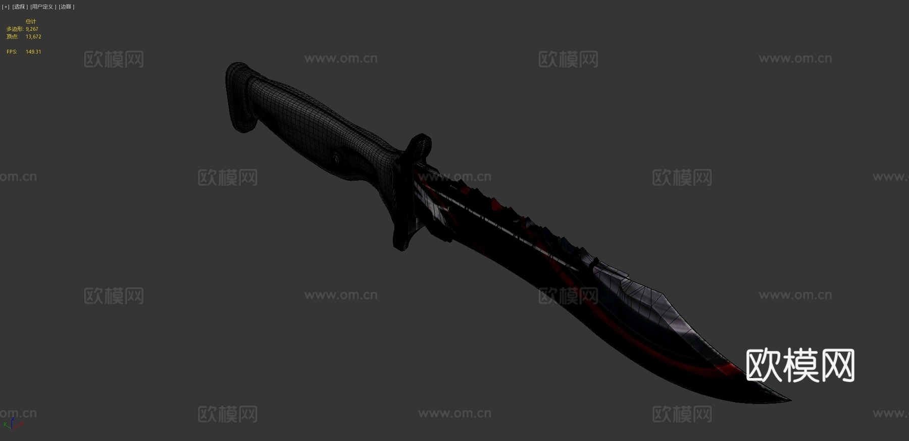 鲍伊猎刀苏格兰纹5号3d模型下载（渲染图4）