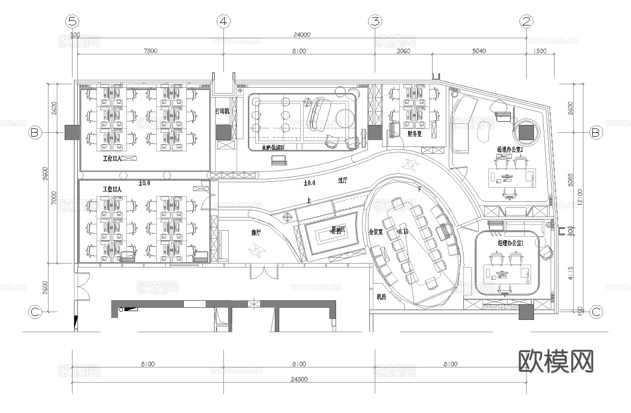 38套办公室 最新平面施工图合集cad施工图