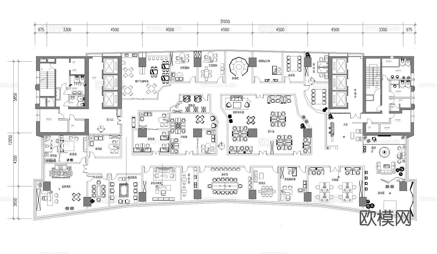 38套办公室 最新平面施工图合集cad施工图