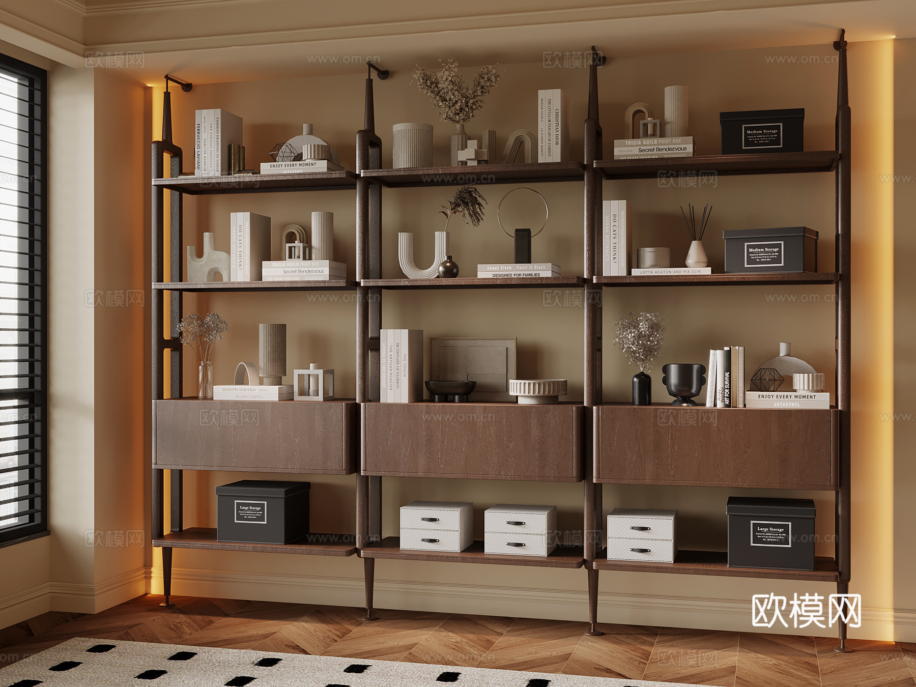 中古风书架su模型