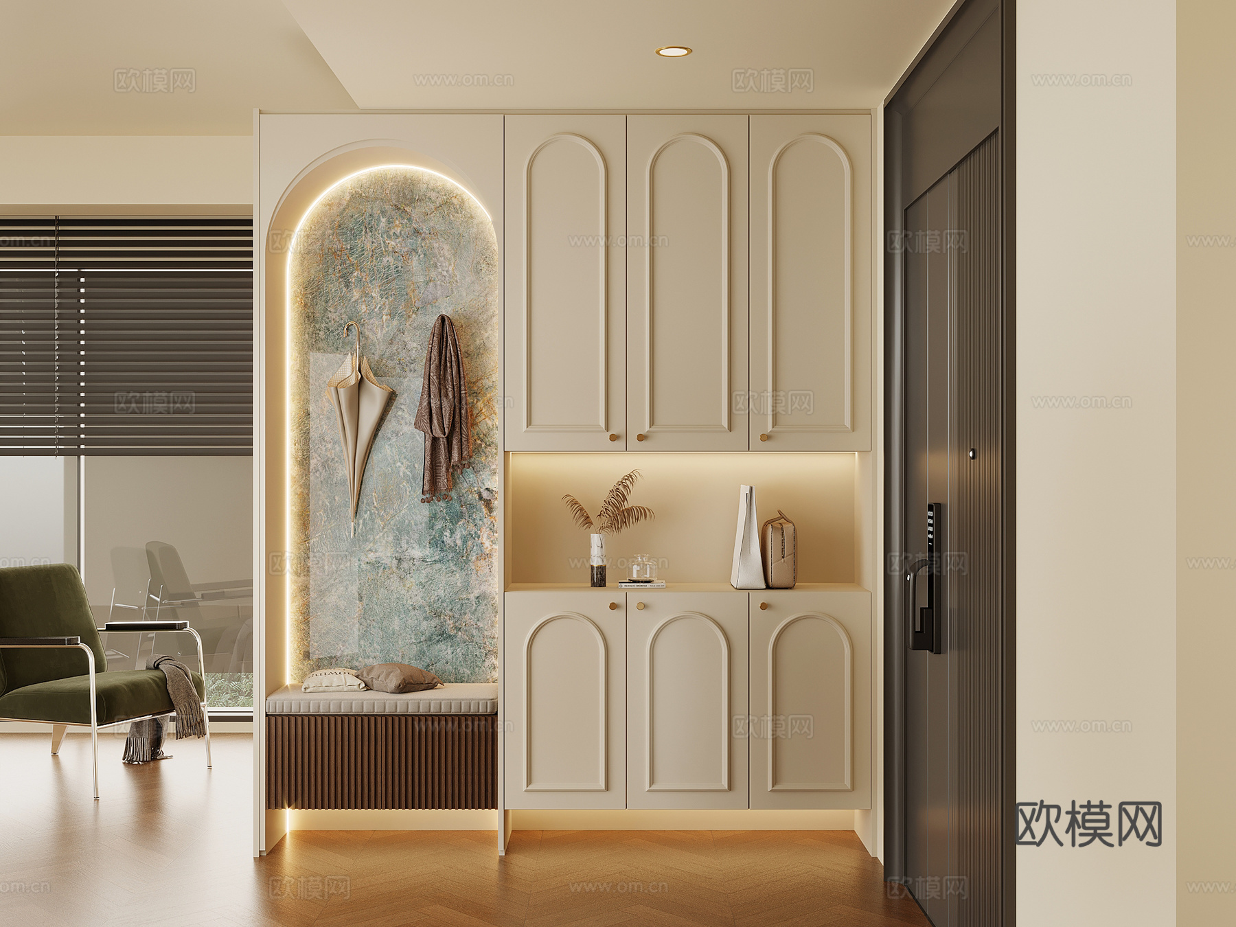 法式中古风鞋柜 入户鞋柜su模型