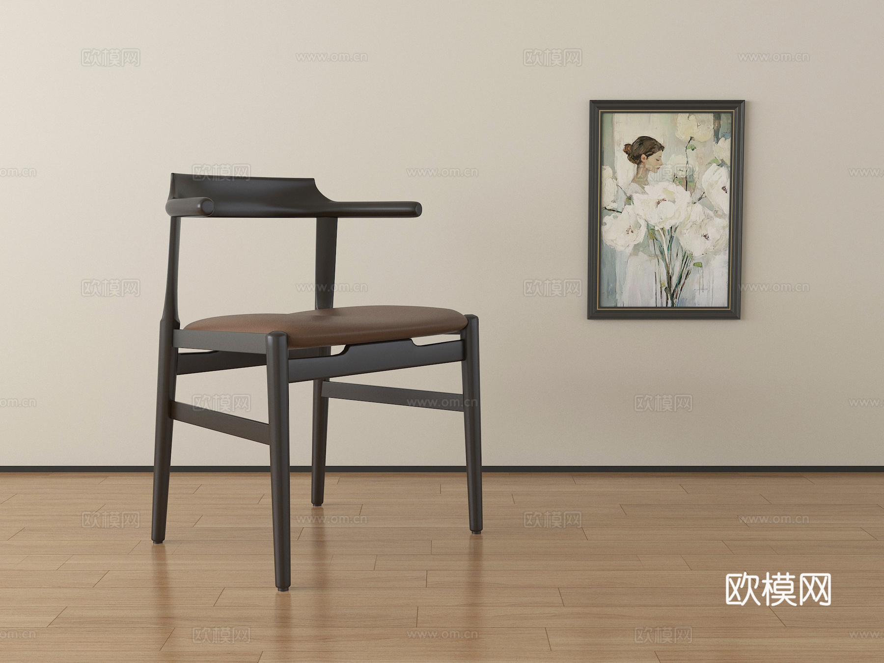 法式中古风休闲椅 单椅 餐椅su模型