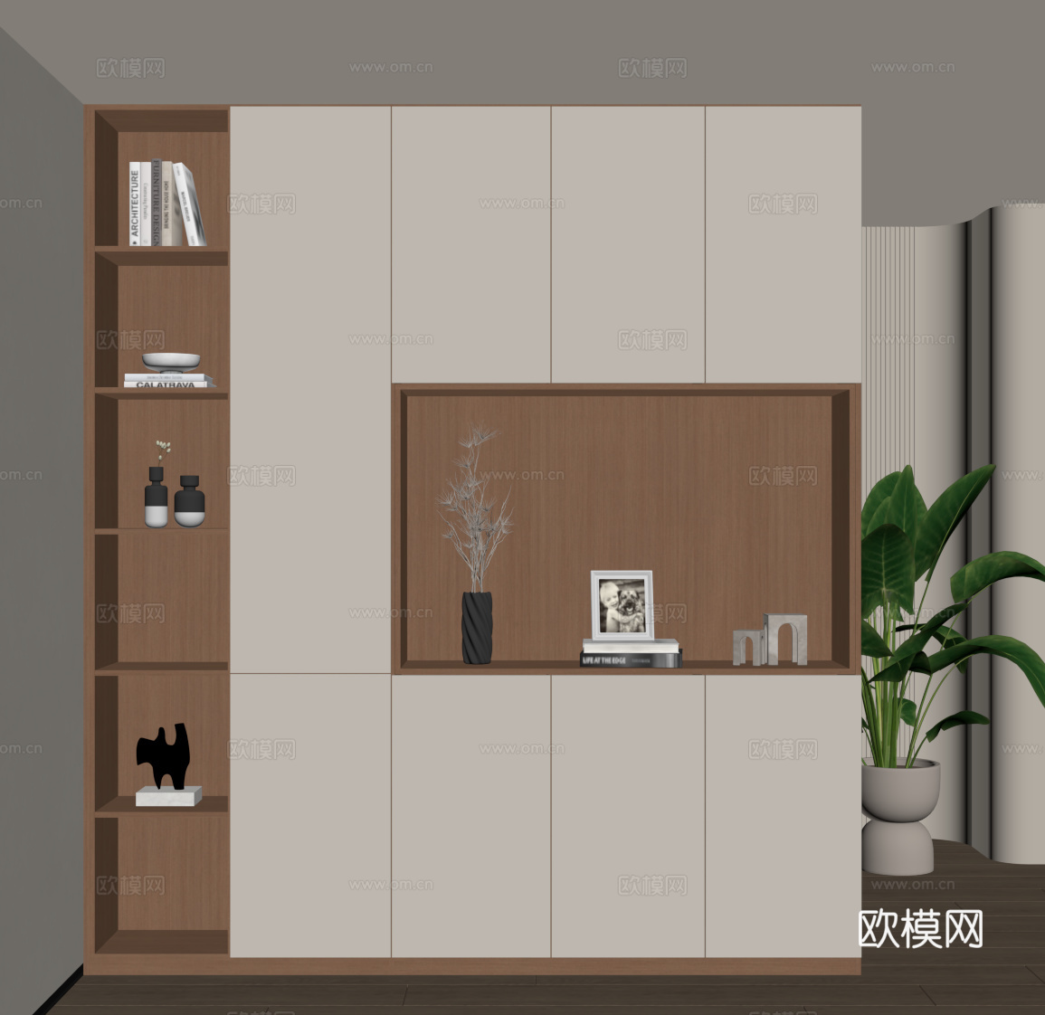 现代奶油风玄关柜 鞋柜su模型