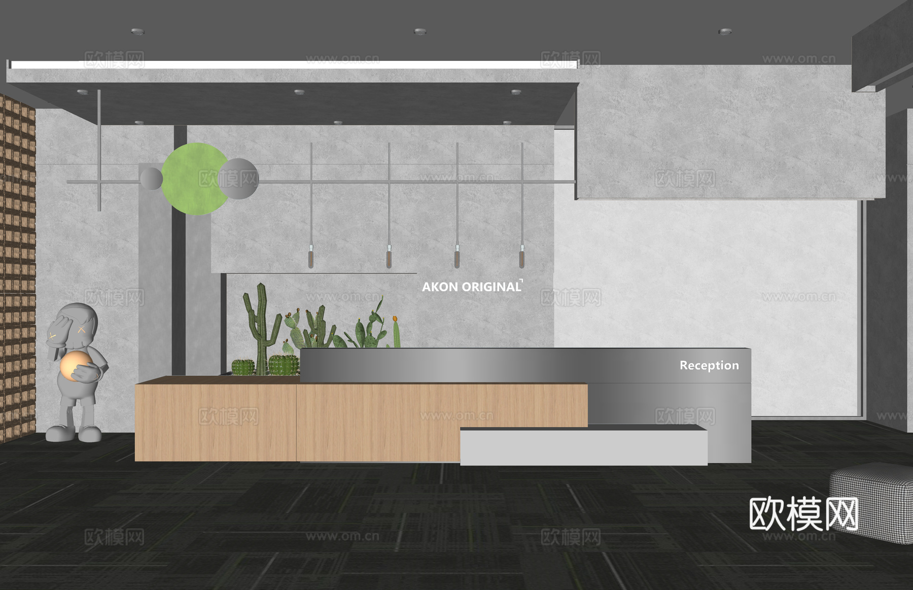前台接待 酒店前台 办公空间 大厅su模型