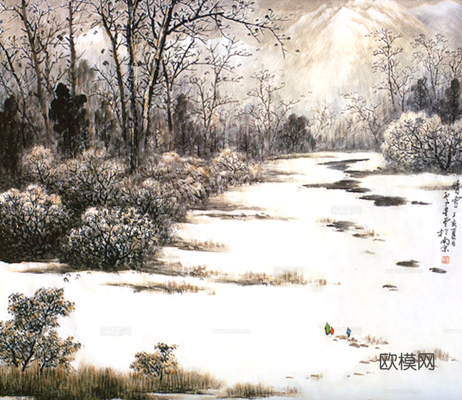 中式新中式挂画壁画字画山水花鸟背景墙壁纸装饰画抽象画油画下载