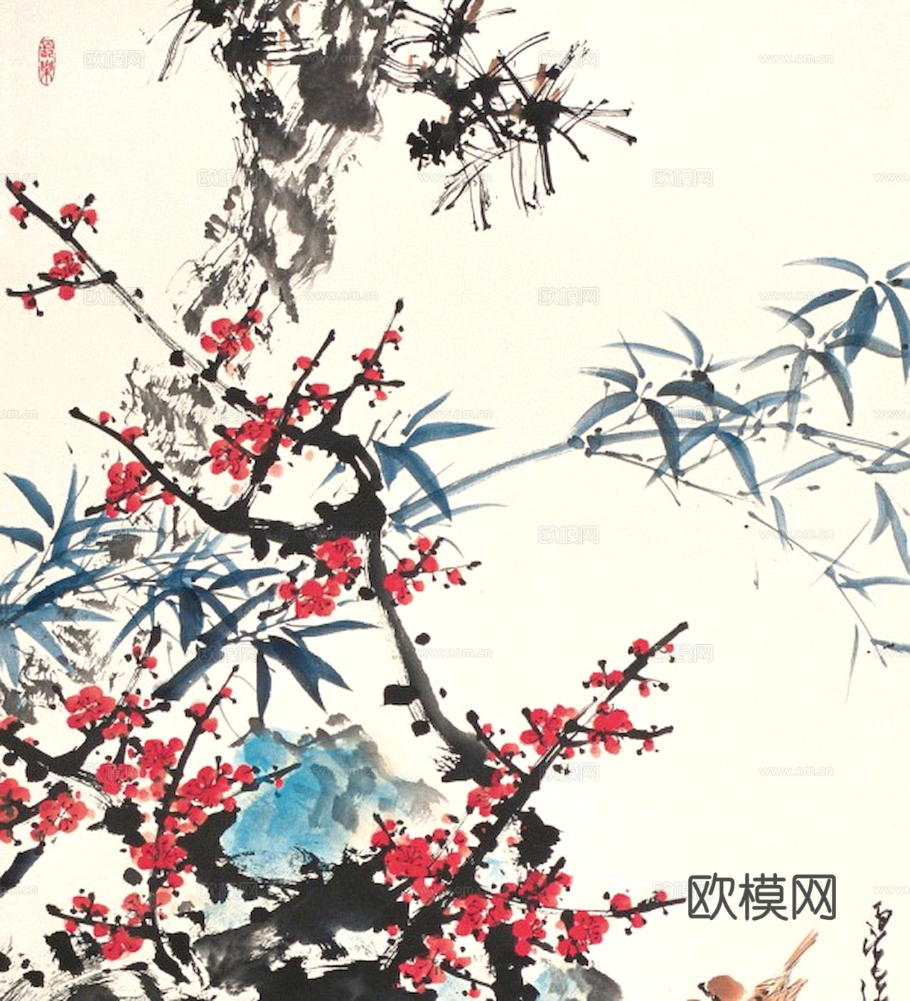 中式新中式挂画壁画字画山水花鸟背景墙壁纸装饰画抽象画油画下载