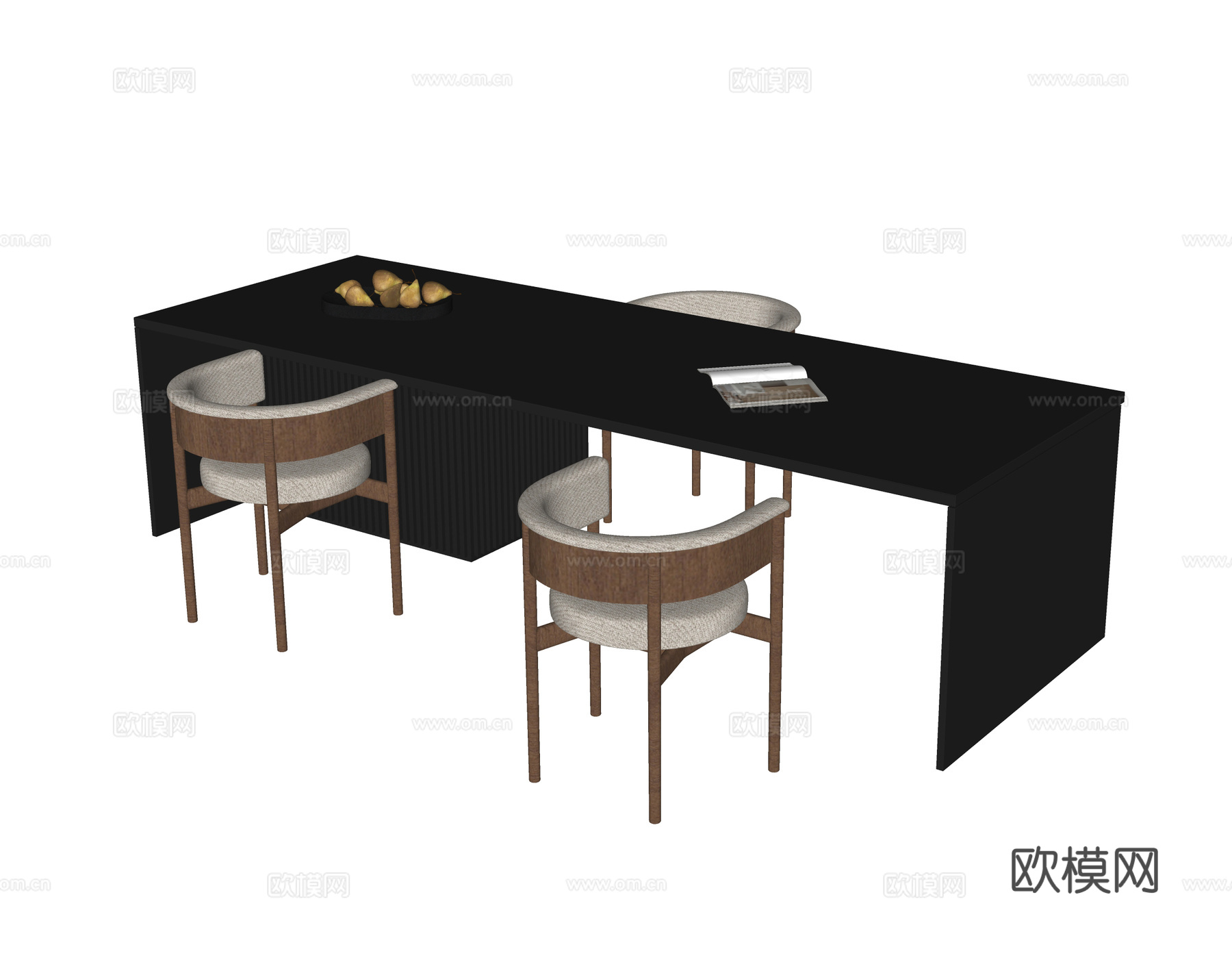 现代餐桌椅 餐椅su模型