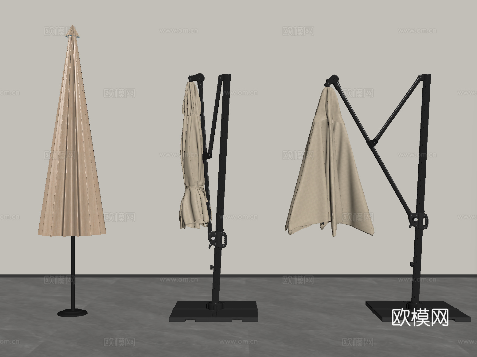 现代户外遮阳伞 太阳伞 折叠伞su模型