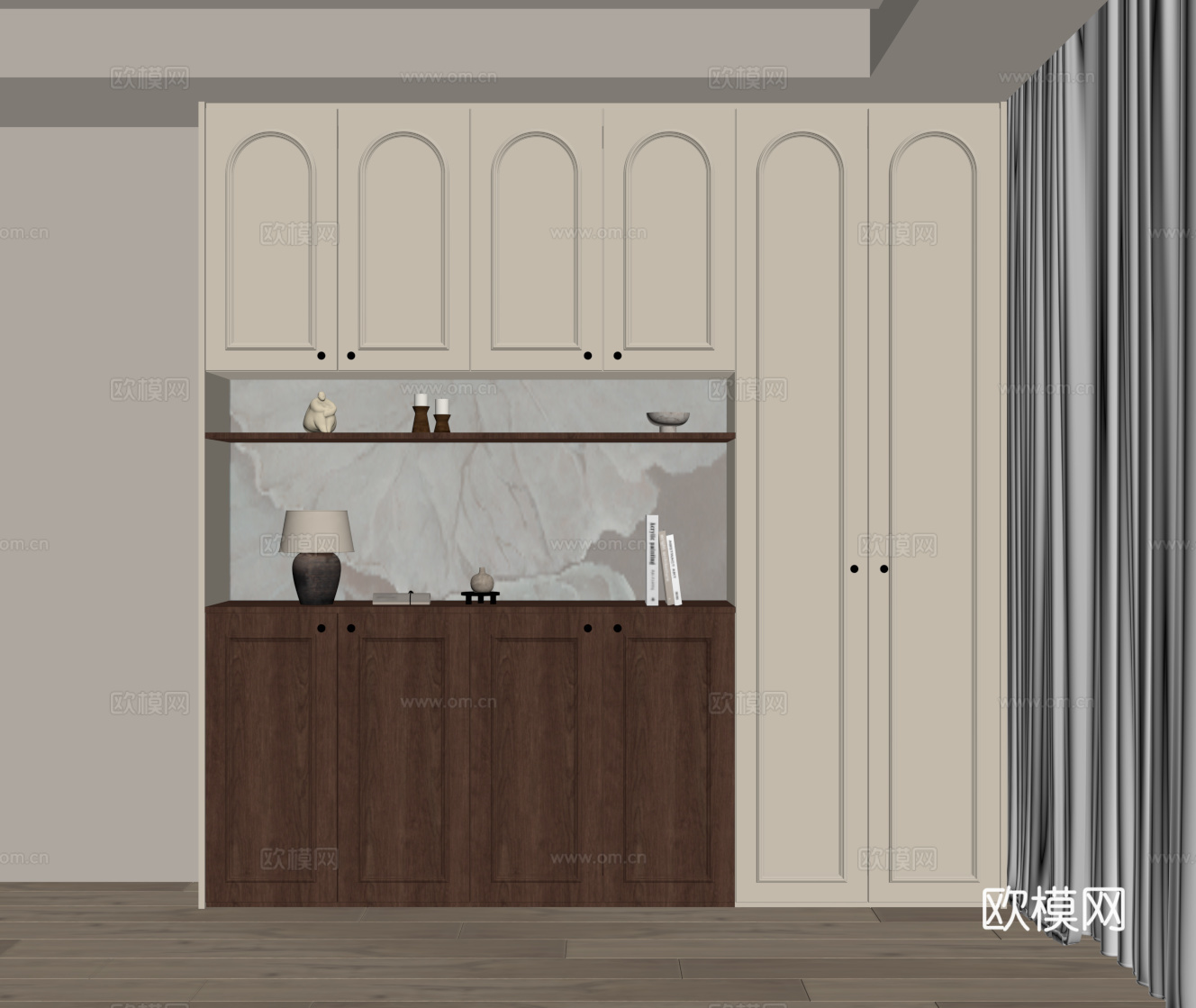 法式中古风鞋柜 入户鞋柜su模型