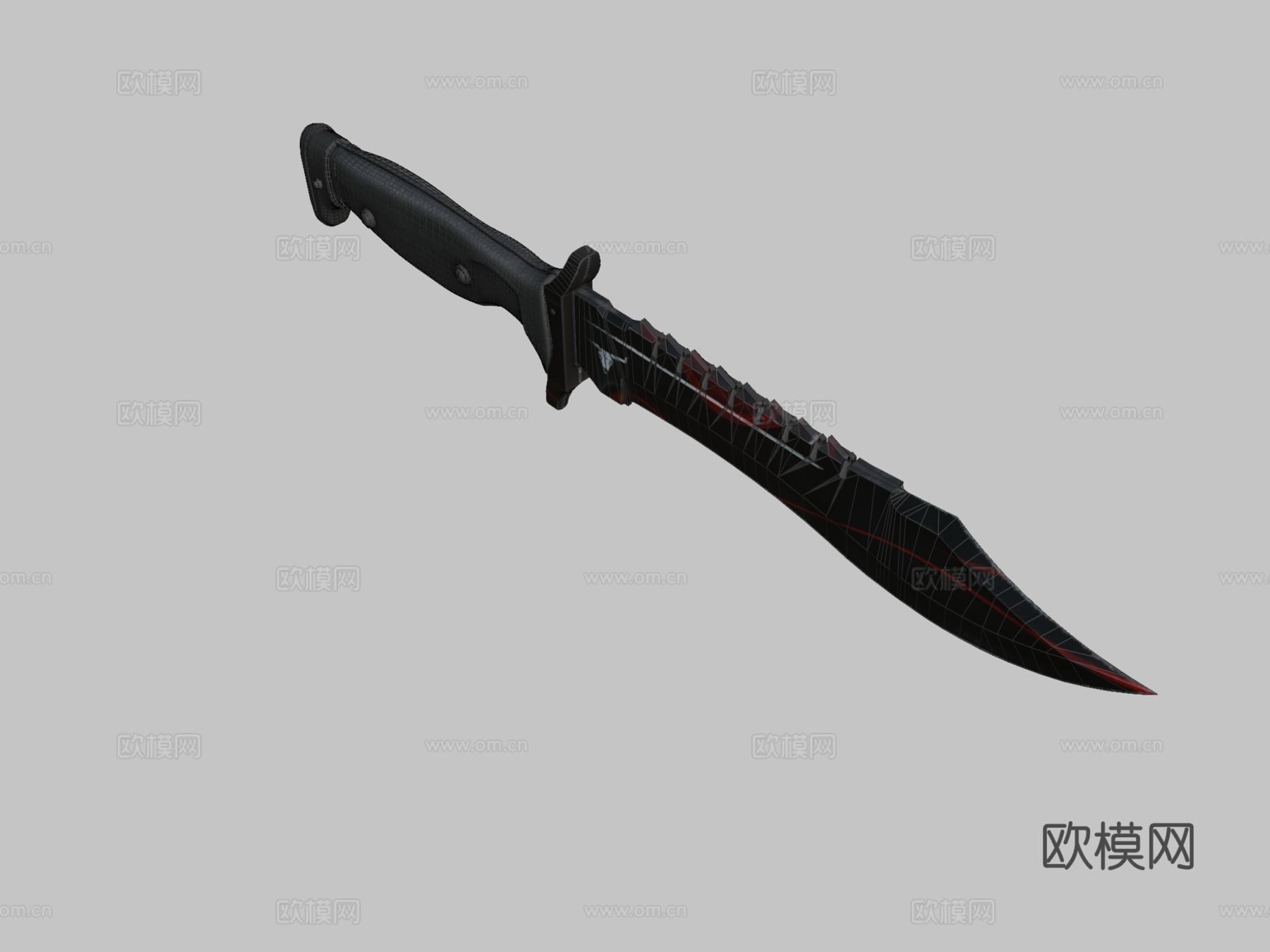 鲍伊猎刀苏格兰纹3号3d模型下载（渲染图2）