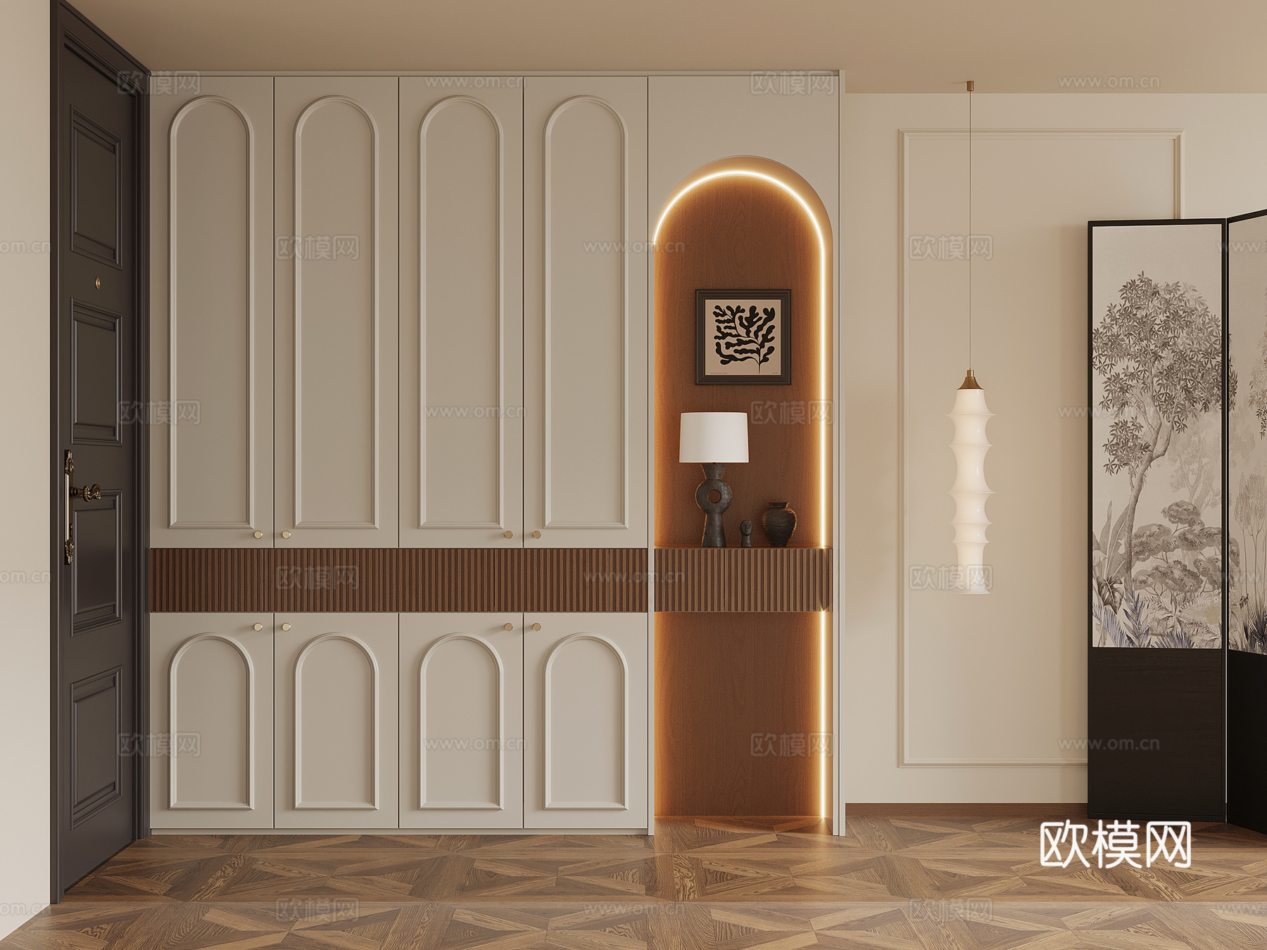 法式中古风鞋柜 入户鞋柜su模型