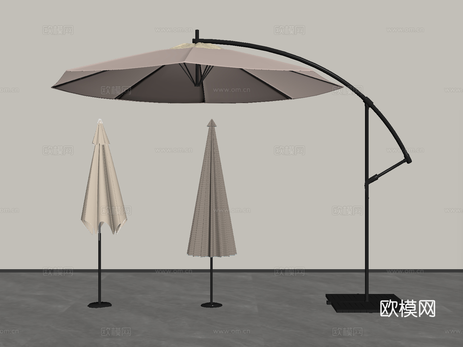 现代户外遮阳伞 太阳伞 折叠伞su模型