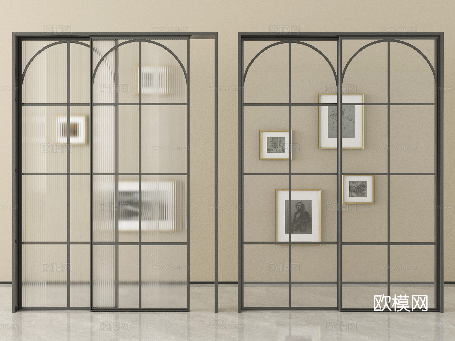 法式推拉门 阳台推拉门 厨房推拉门 玻璃推拉门su模型