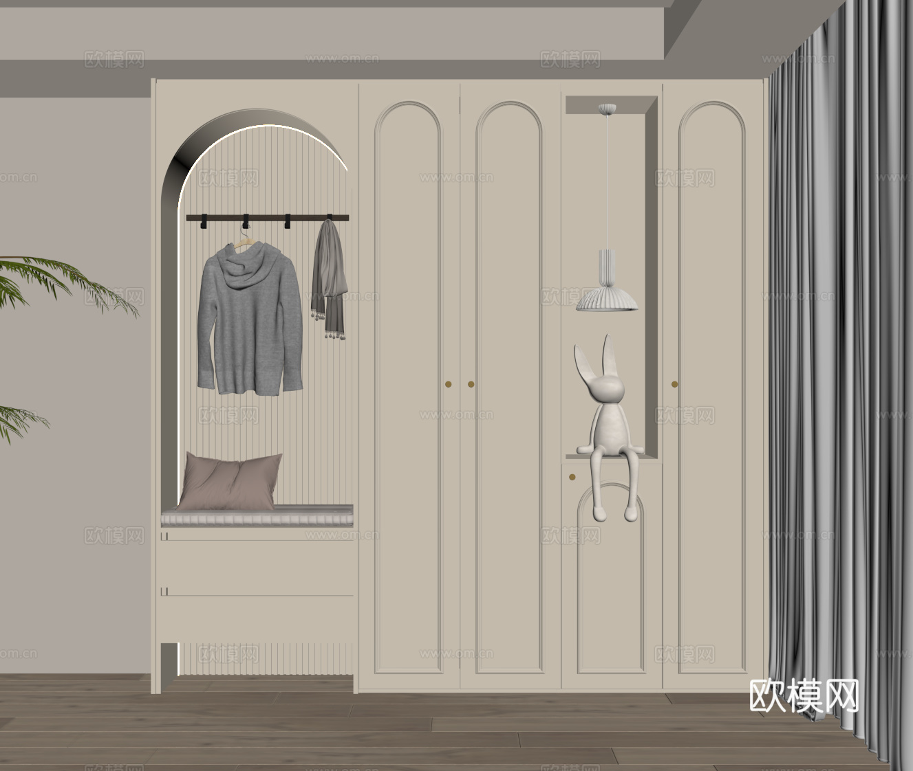 法式中古风鞋柜 入户鞋柜su模型