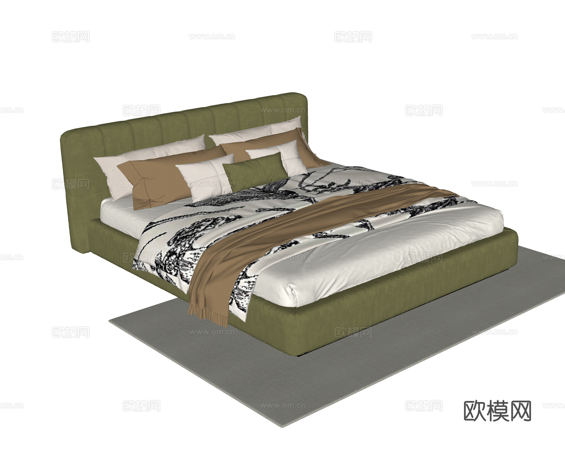 现代单人床 儿童床su模型