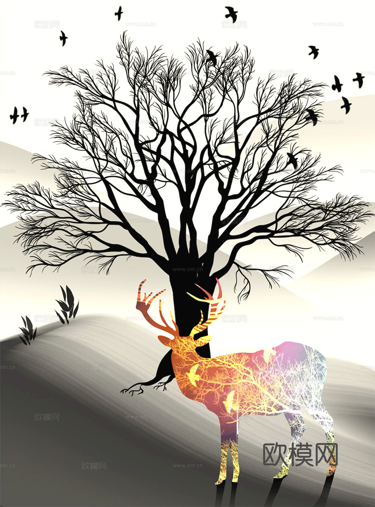 中式新中式挂画壁画字画山水花鸟背景墙壁纸装饰画抽象画油画下载