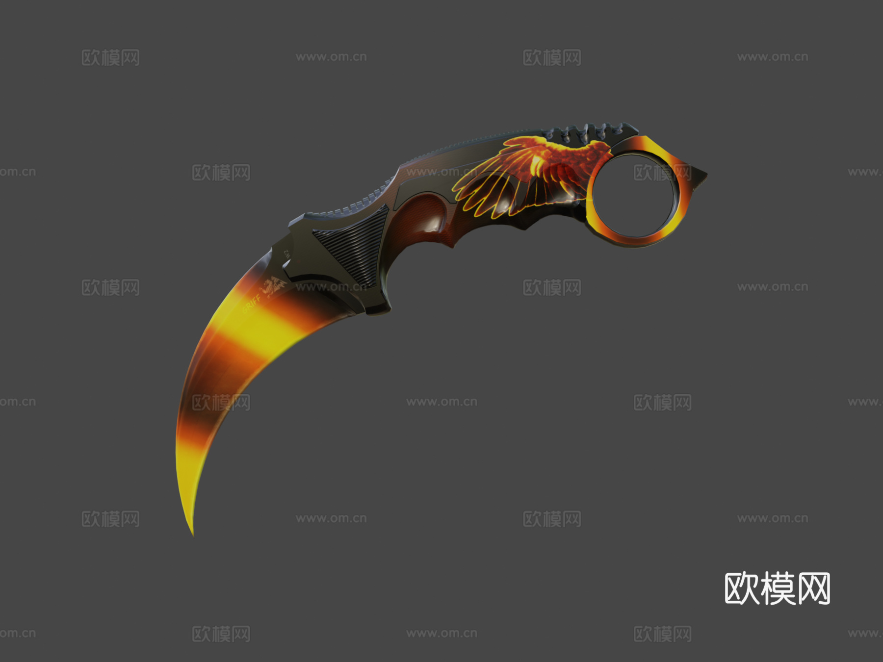 火焰恐龙爪刀皮肤3d模型3d模型下载（渲染图6）