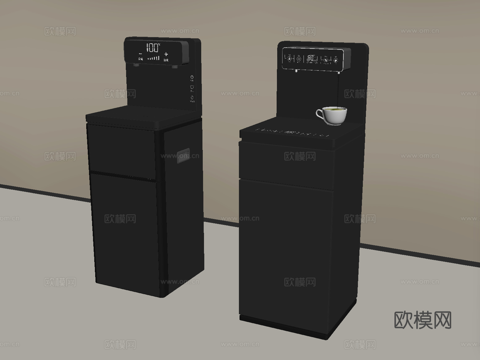 现代饮水机 直饮机 立式饮水机su模型