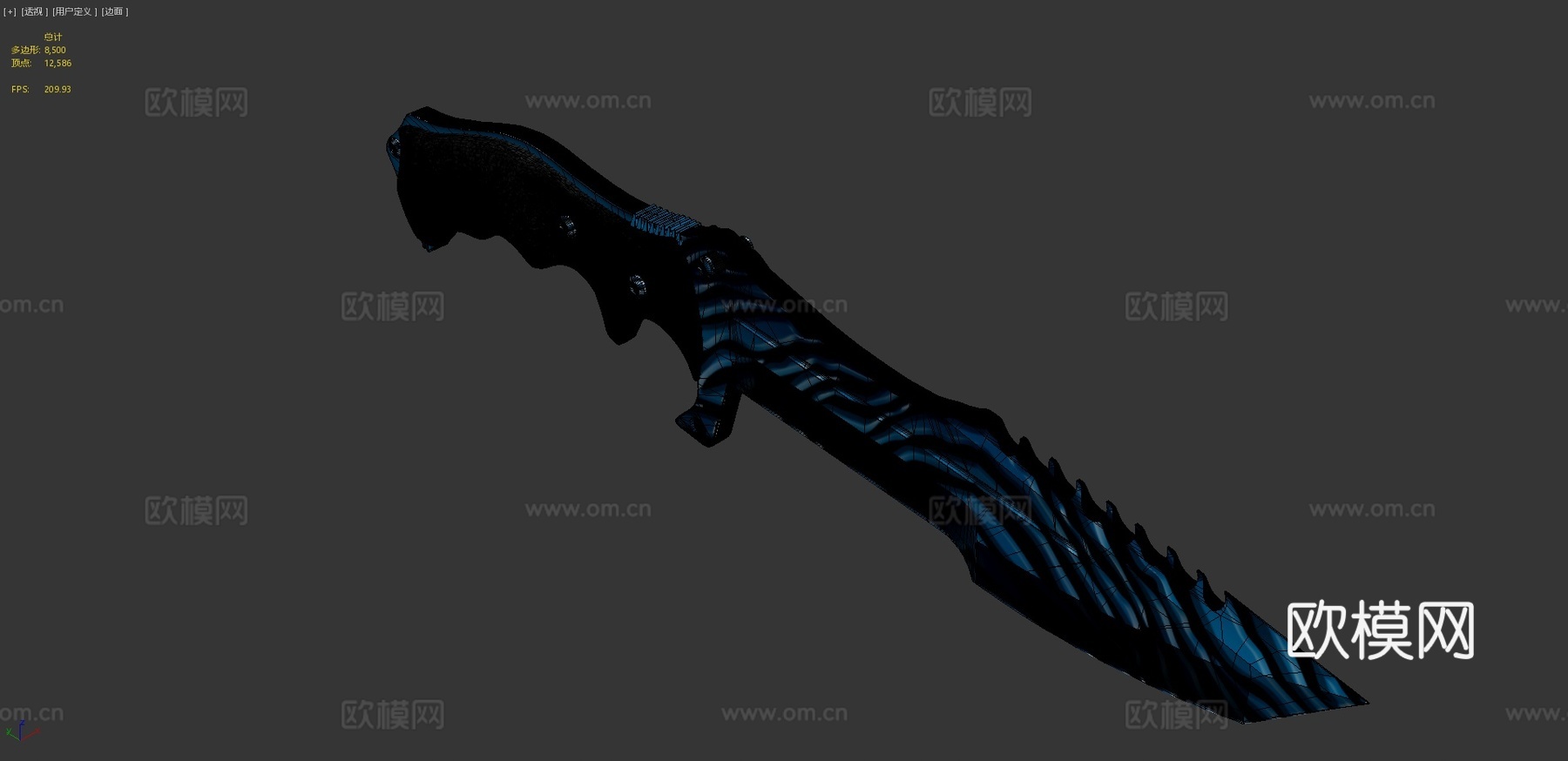 猎人刀擦伤蓝3d模型下载（渲染图4）