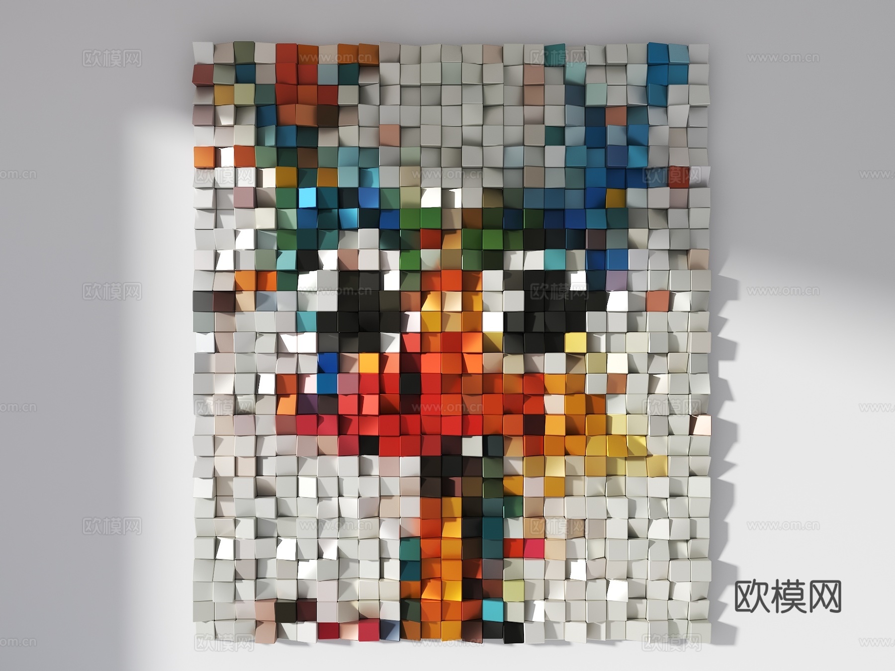 墙面装饰 马赛克墙壁 艺术背景墙 渐变方块背景墙 文化石 玄su模型