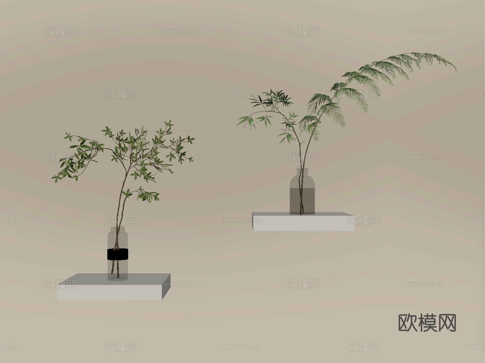 现代花瓶 绿植 盆栽 摆件su模型