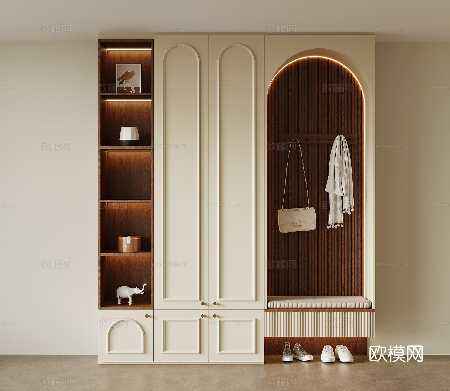 法式中古风鞋柜 入户鞋柜su模型