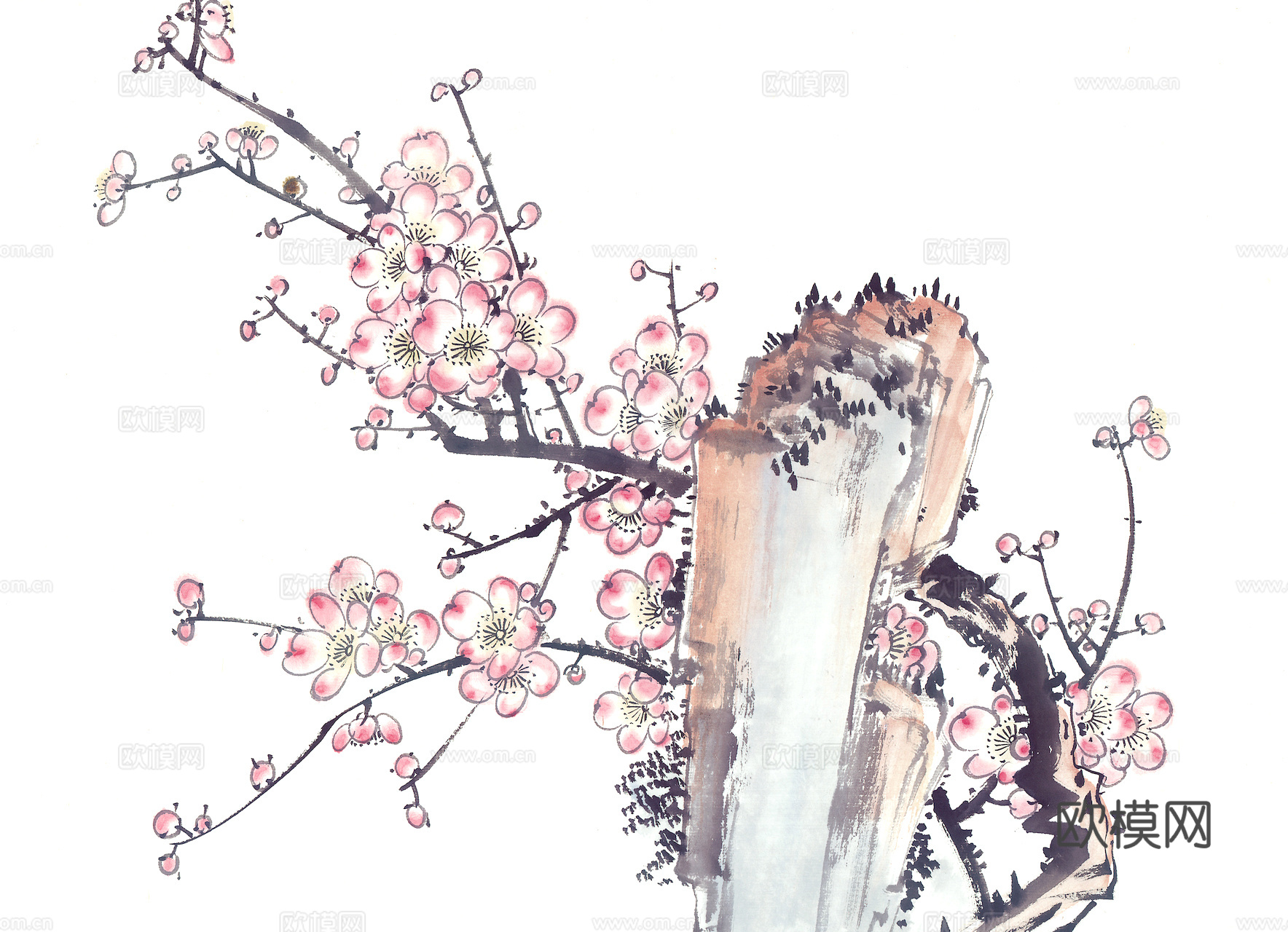 中式新中式挂画壁画水墨字画山水花鸟背景墙壁纸装饰画抽象画油画下载