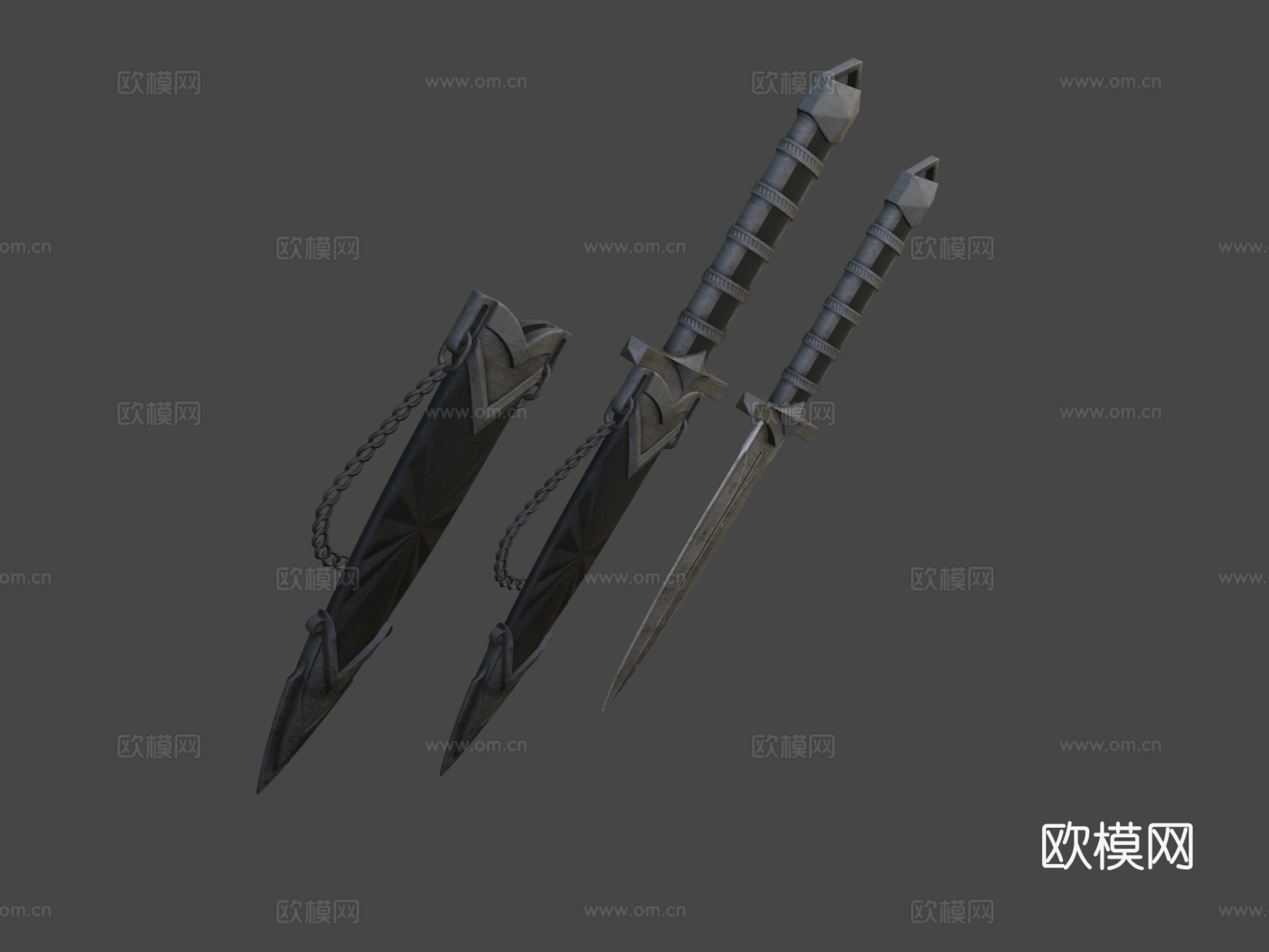刺客匕首3d模型下载（渲染图1）