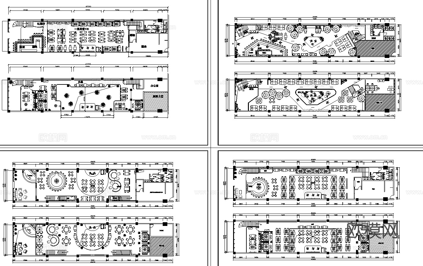 30套特色餐厅  最新平面施工图合集cad施工图