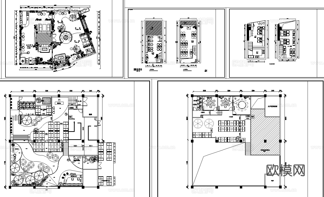 30套特色餐厅  最新平面施工图合集cad施工图