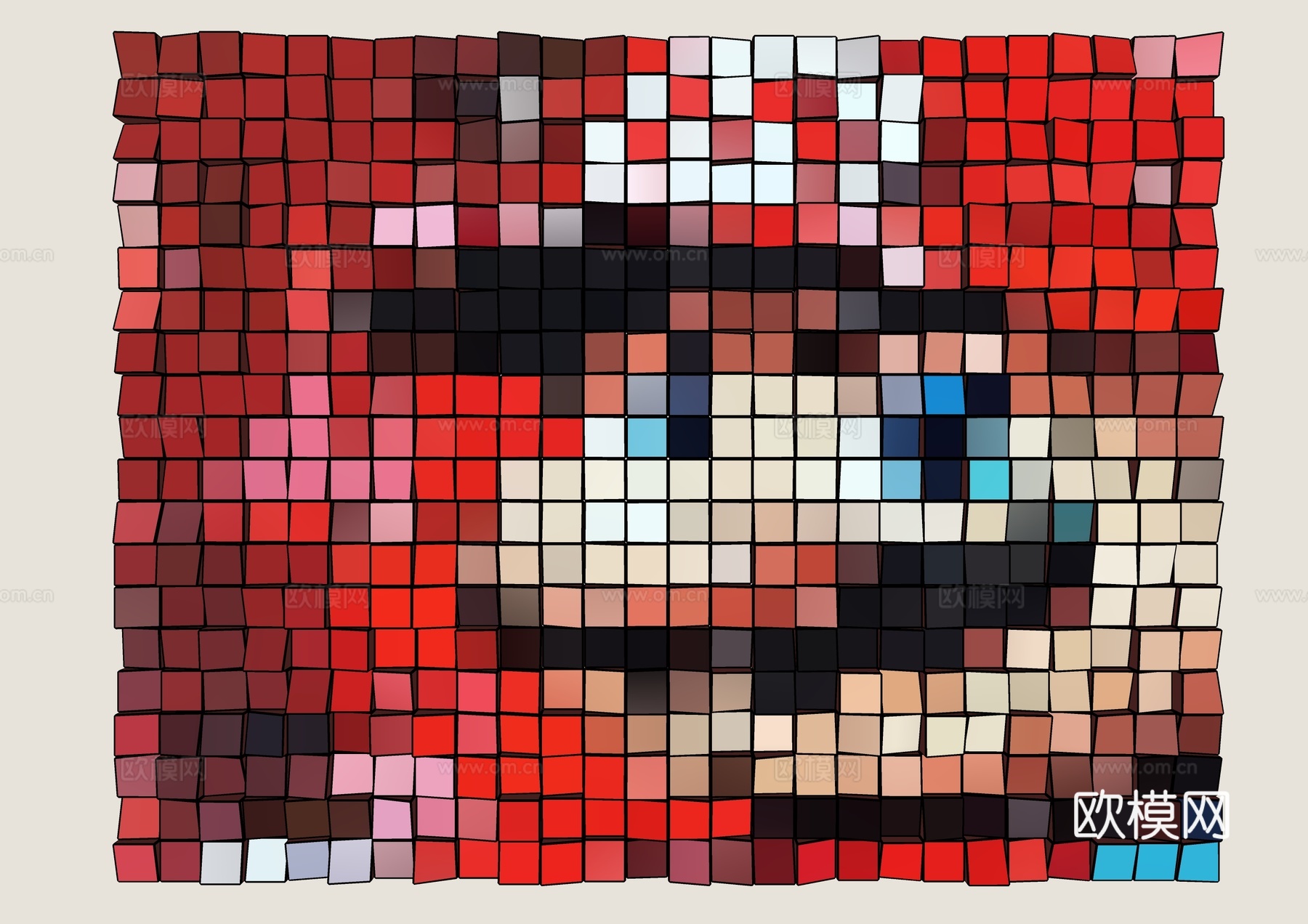 墙面装饰 马赛克墙壁 艺术背景墙 渐变方块背景墙 文化石 玄su模型