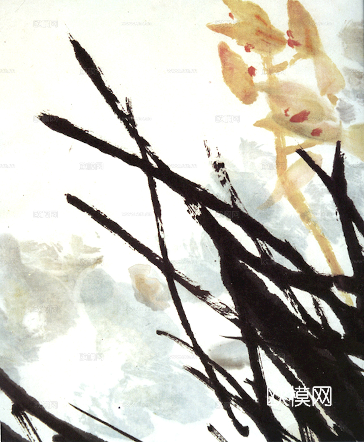 中式新中式挂画壁画字画山水花鸟背景墙壁纸装饰画抽象画油画