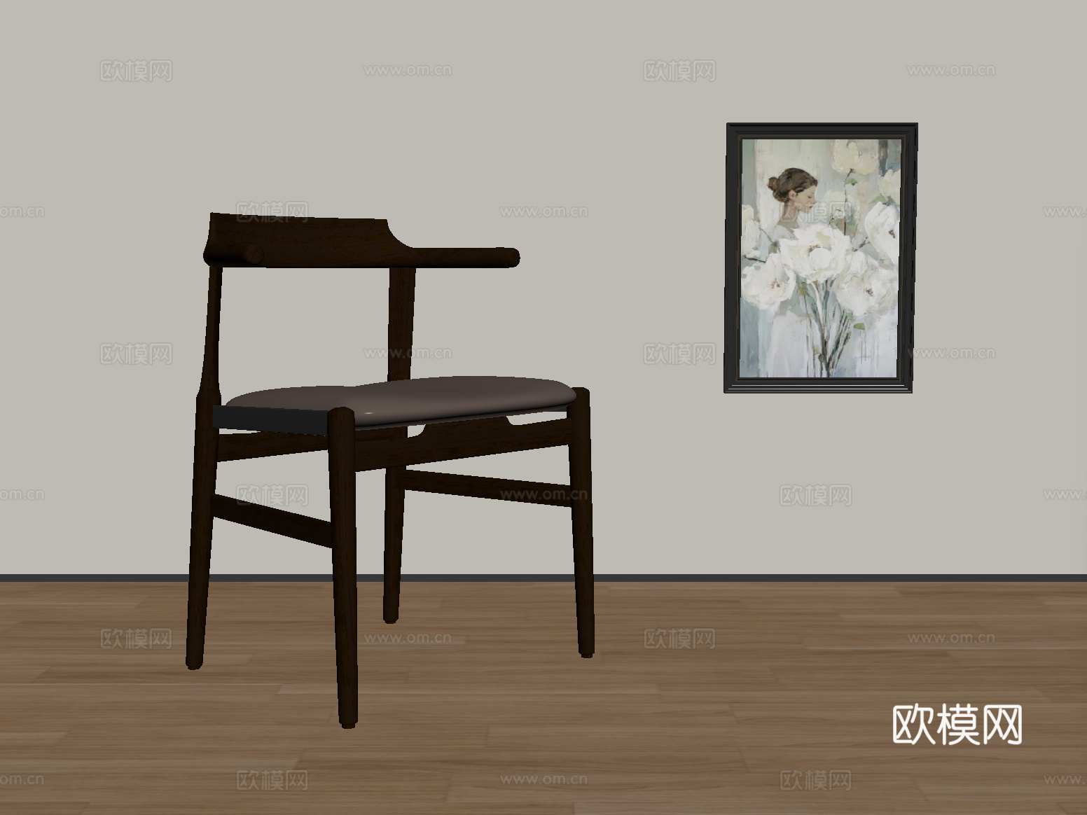 法式中古风休闲椅 单椅 餐椅su模型