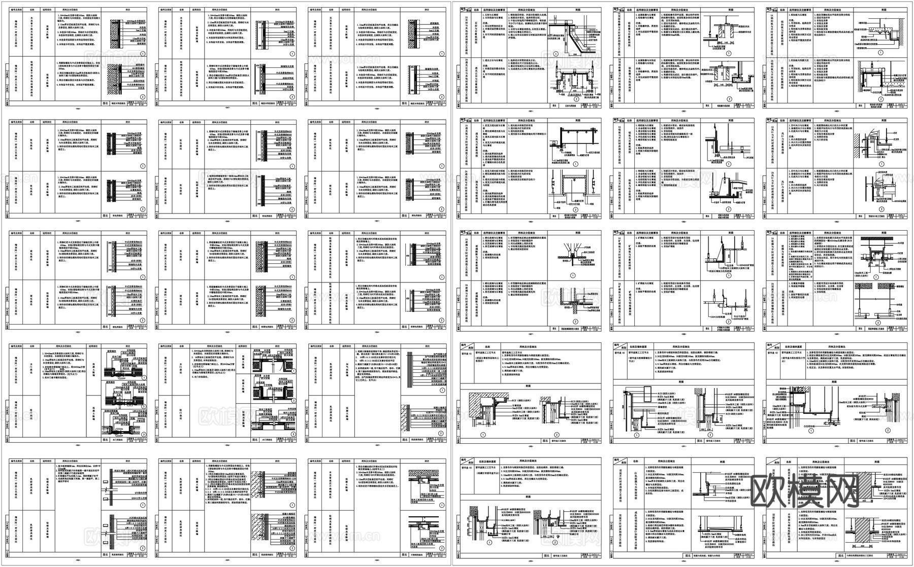 墙面吊顶隔墙卫生间节点立柱地台踏步木饰面工艺做法素材CAD图cad施工图