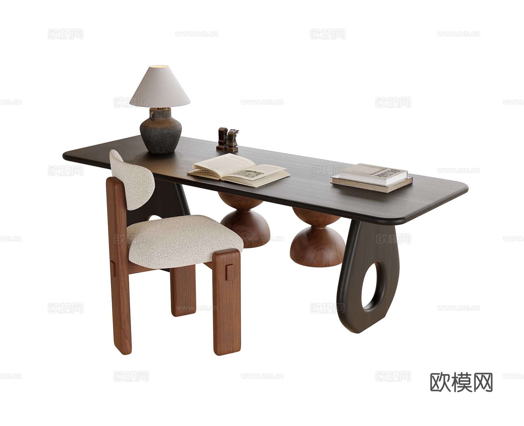 现代书桌椅 凳子 书桌su模型