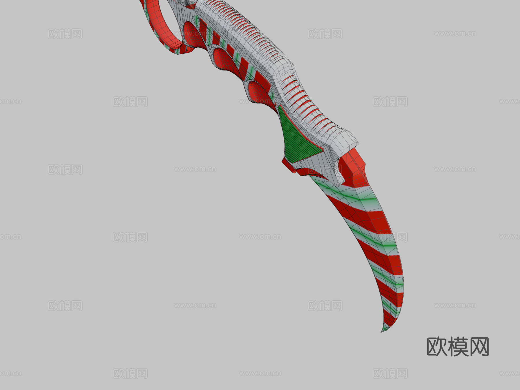 爪刀糖果手杖3d模型下载（渲染图2）