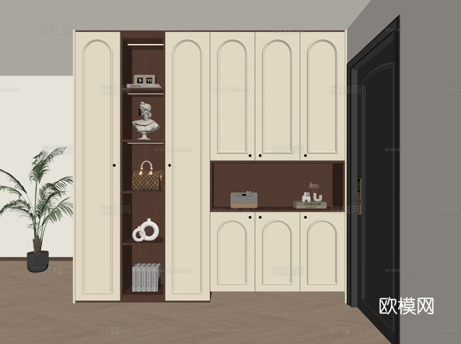 法式中古风鞋柜 入户鞋柜su模型