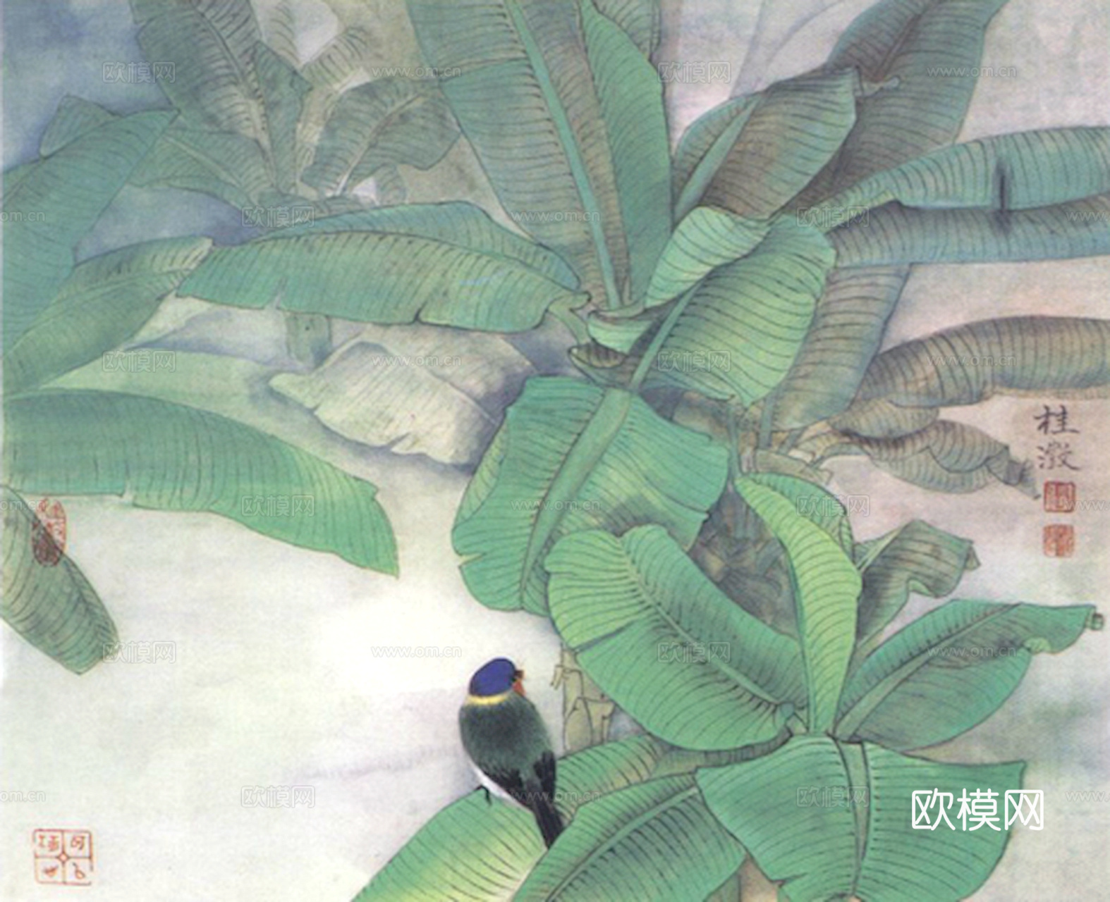 中式新中式挂画壁画字画山水花鸟背景墙壁纸装饰画抽象画油画