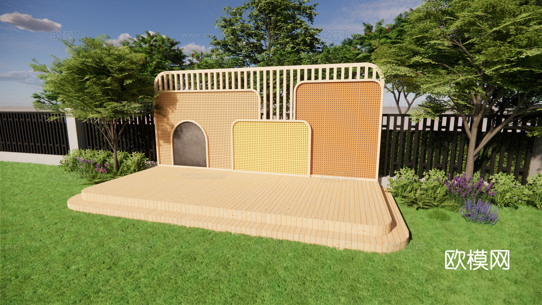 幼儿园背景墙 舞台背景su模型