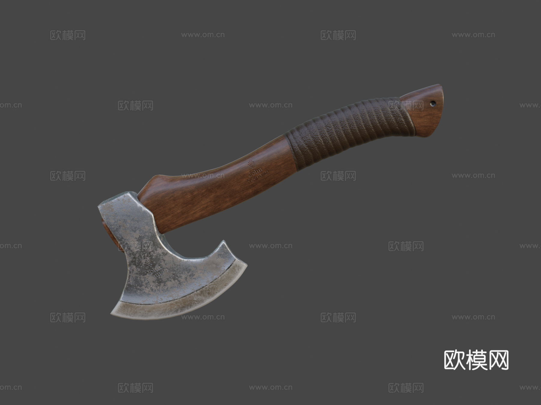 约翰尼曼手工狩猎斧游戏资产3d模型下载（渲染图8）