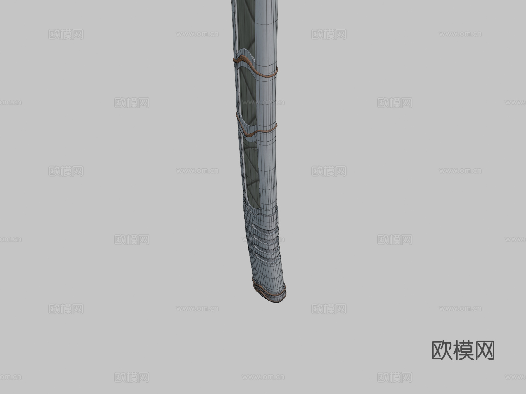 弯曲军刀柄3d模型下载（渲染图2）