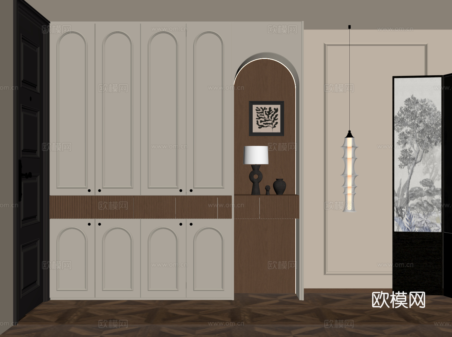 法式中古风鞋柜 入户鞋柜su模型