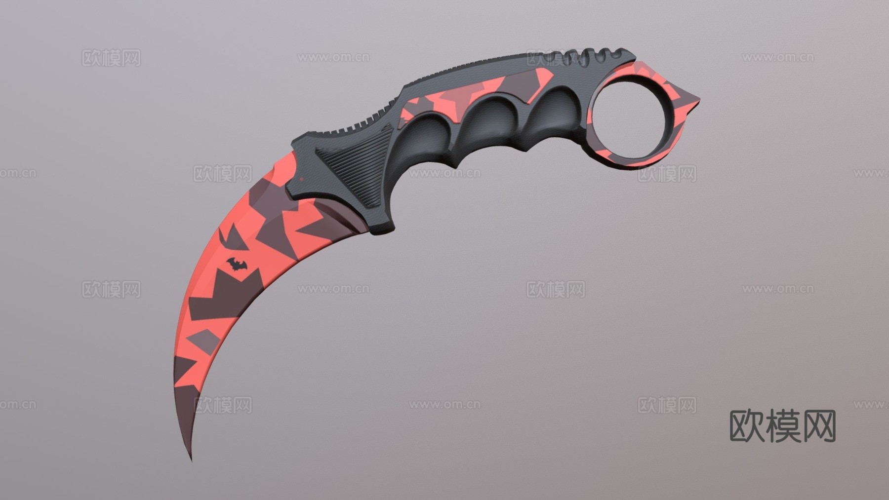 爪刀红色迷彩3d模型下载（渲染图1）