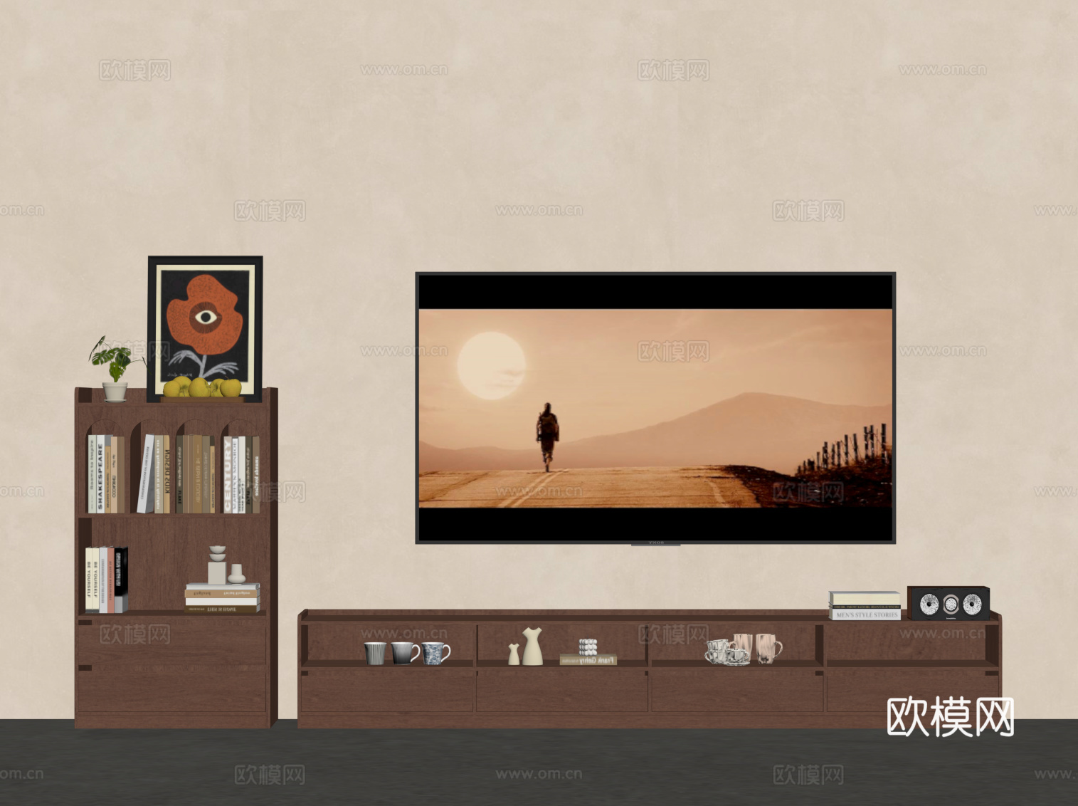 中古风电视柜su模型