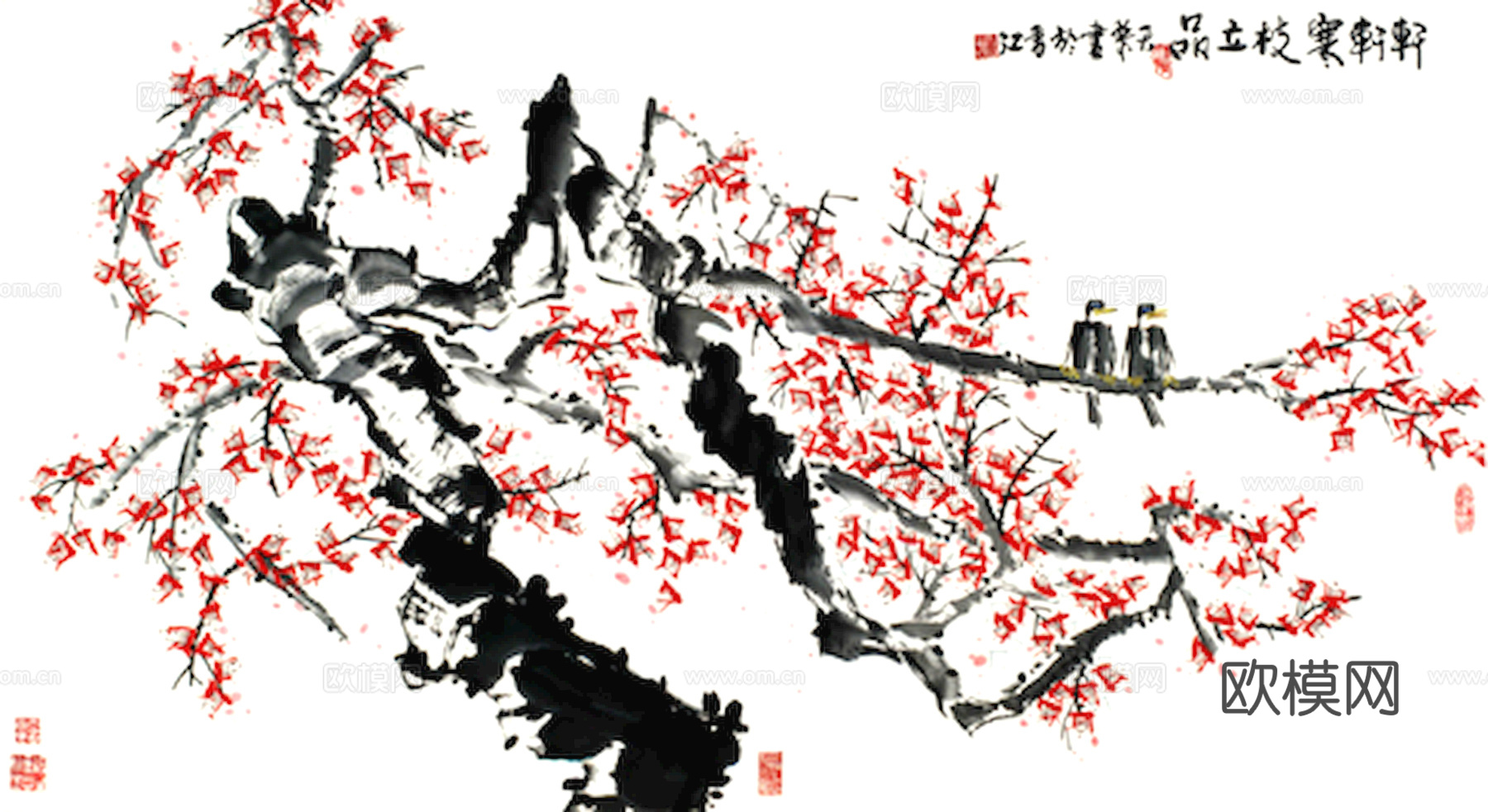 中式新中式挂画壁画字画山水花鸟背景墙壁纸装饰画抽象画油画