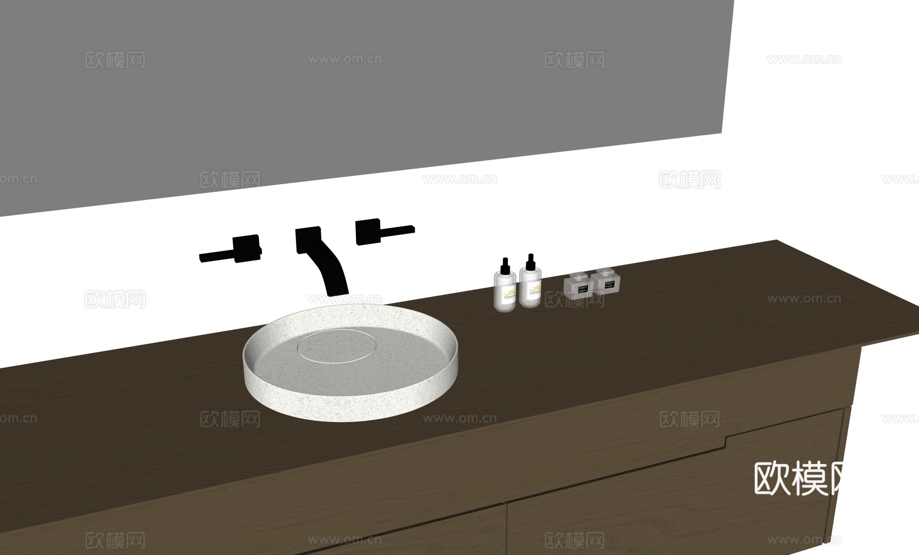 极简洗手盆浴室柜su模型