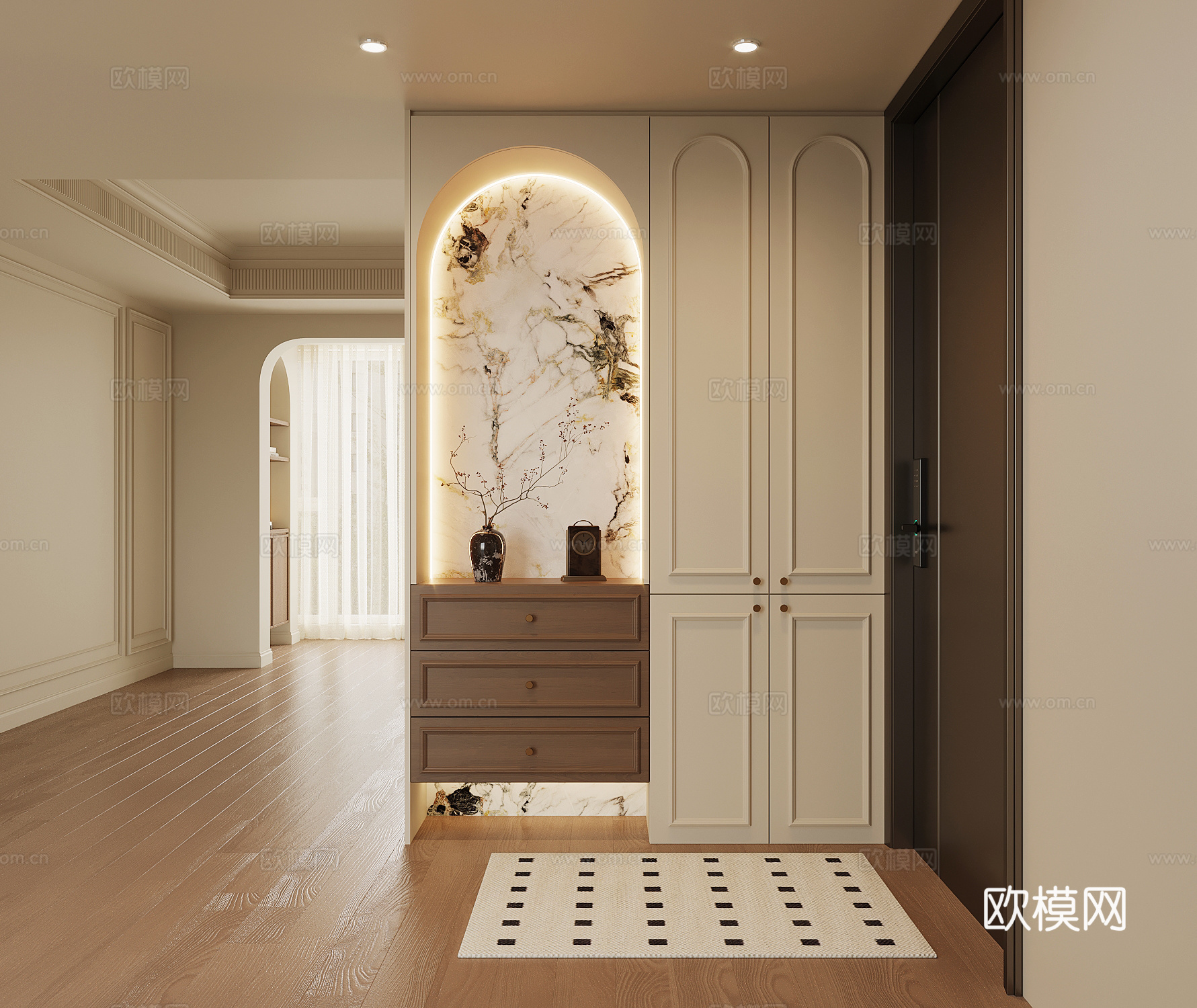 法式中古风鞋柜 入户鞋柜su模型