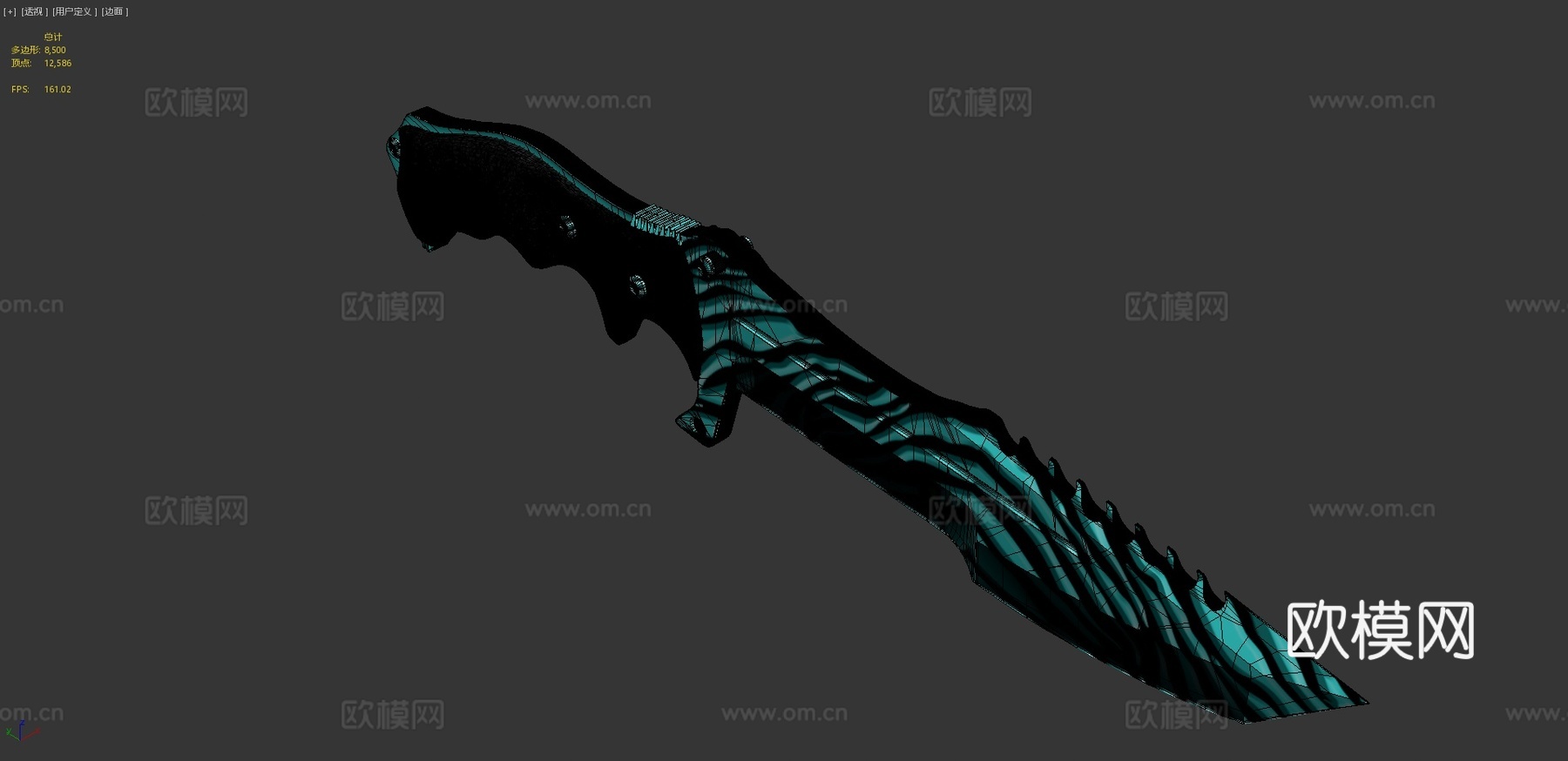 猎人刀擦伤浅蓝3d模型下载（渲染图4）