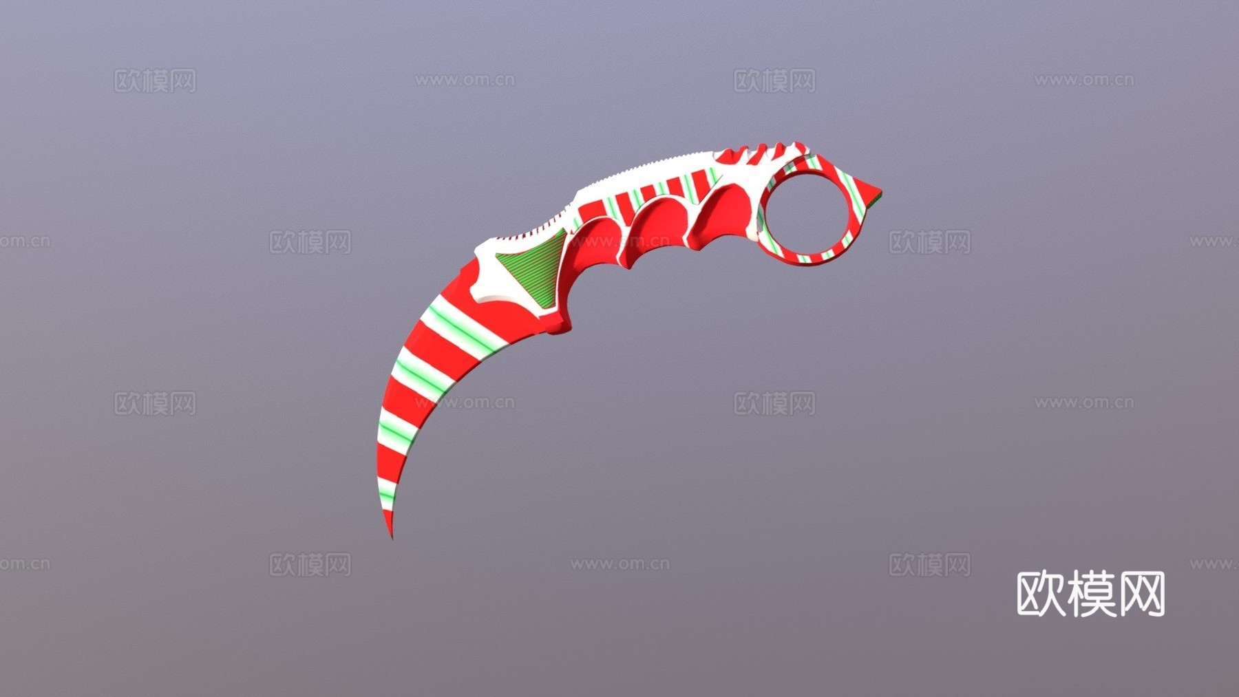 爪刀糖果手杖3d模型下载（渲染图1）