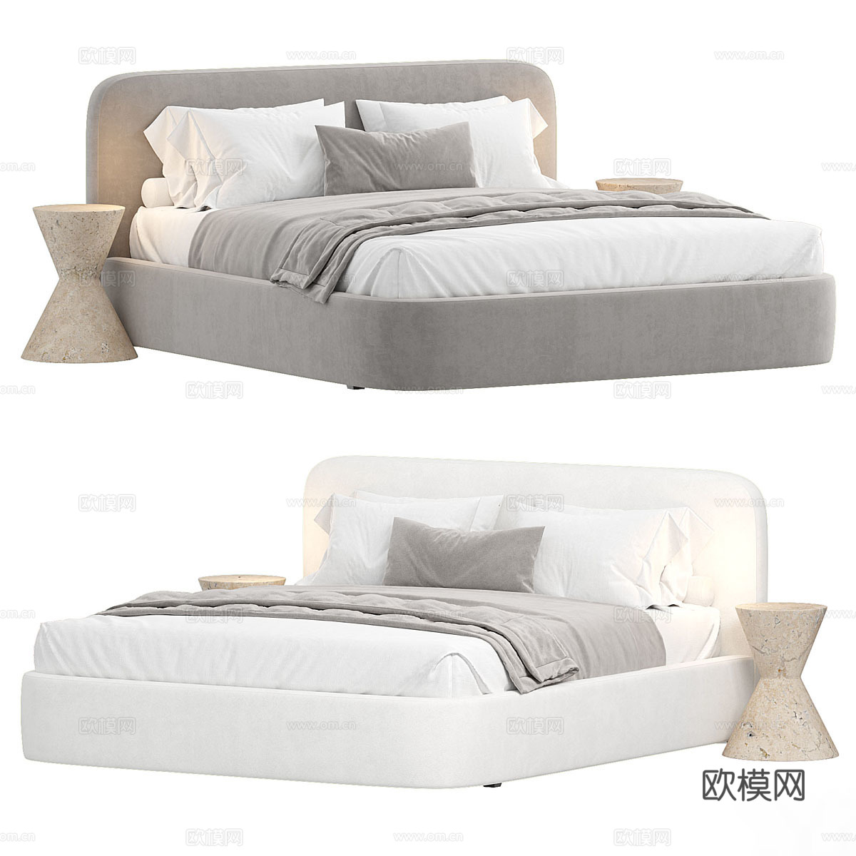 雙人床3d模型下载